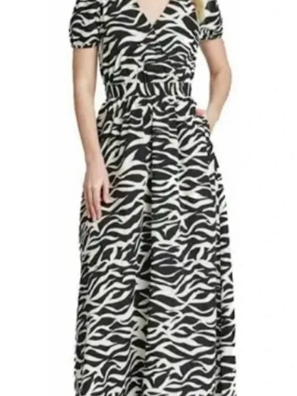 Who What Wear Black & White Zebra Print Maxi Dress